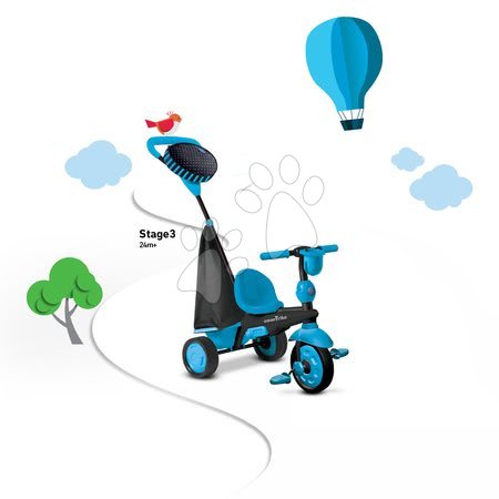 Tříkolky od 10 měsíců - Tříkolka Spark Blue Touch Steering 4v1 smarTrike - 3