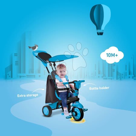 Tříkolky od 10 měsíců - Tříkolka Spark Blue Touch Steering 4v1 smarTrike - 5