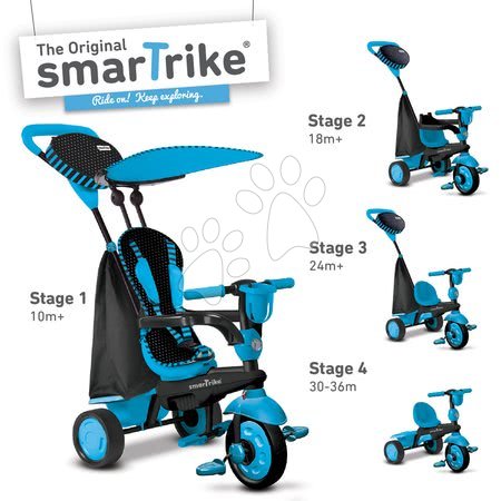 Tříkolky od 10 měsíců - Tříkolka Spark Blue Touch Steering 4v1 smarTrike - 10