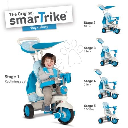 Tříkolky od 10 měsíců - Tříkolka Splash 5v1 Blue&White smarTrike - 8