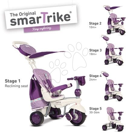 Trikes from 10 months - Splash 5in1 Purple&White smarTrike Tricycle - 2