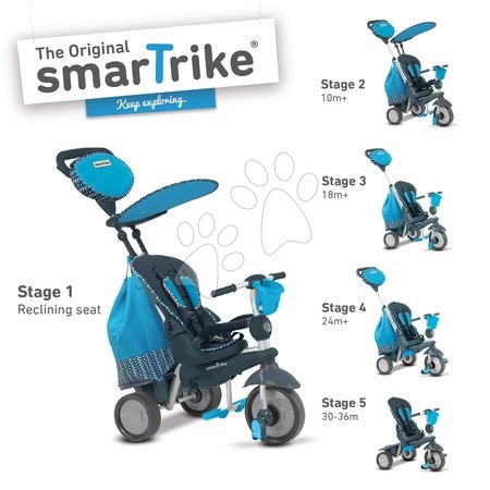 Tříkolky od 10 měsíců - Tříkolka Splash 5v1 Blue smarTrike - 1
