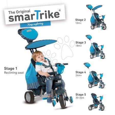 Tříkolky od 10 měsíců - Tříkolka Splash 5v1 Blue smarTrike - 7