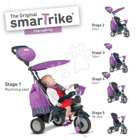 Tříkolky od 10 měsíců - Tříkolka Splash 5v1 Purple smarTrike - 7