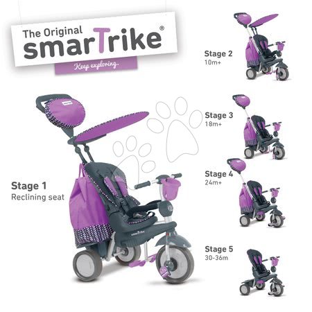 Tříkolky od 10 měsíců - Tříkolka Splash 5v1 Purple smarTrike - 6