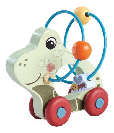 Dřevěné didaktické hračky - Dřevěné autíčko žába s labyrintem Frog with Movement Eichhorn