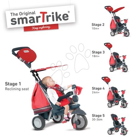 Tříkolky od 10 měsíců - Tříkolka Splash 5v1 Red 2 smarTrike - 8