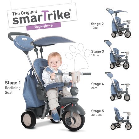 Tříkolky od 10 měsíců - Tříkolka Dazzle 5v1 Grey&Black smarTrike - 6
