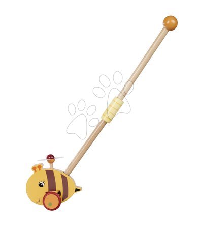 Lesene didaktične igrače - Drevené autíčko včielka Push Bee with Stick Eichhorn - 5