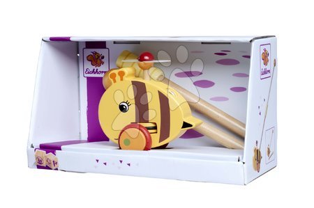 Lesene didaktične igrače - Drevené autíčko včielka Push Bee with Stick Eichhorn - 3