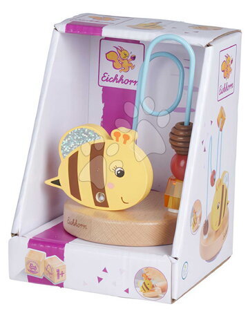 Dřevěné didaktické hračky - Dřevěný labyrint s korálky Včela Bead Maze Bee Eichhorn - 2