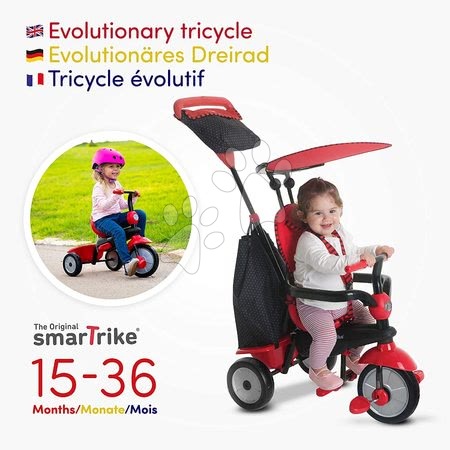 Tricikli od 10. meseca - Tricikel Glow 4v1 Touch Steering Black&Red smarTrike - 10