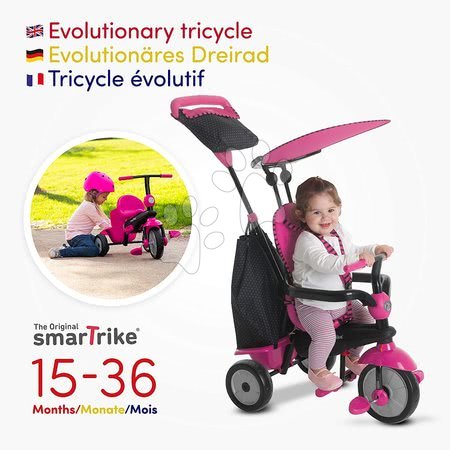 Kinderdreiräder ab 10 Monaten - Dreirad Glow 4v1 Touch Steering Black&Pink smarTrike - 5