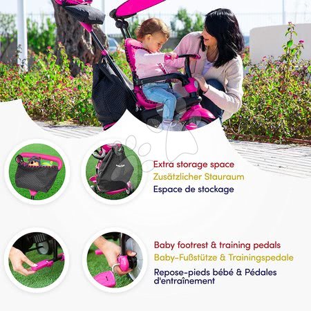 Kinderdreiräder ab 10 Monaten - Dreirad Glow 4v1 Touch Steering Black&Pink smarTrike - 15