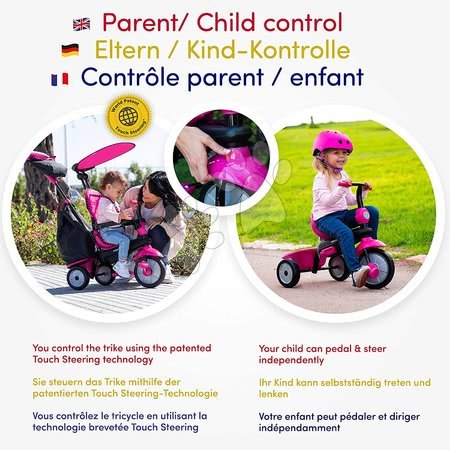 Kinderdreiräder ab 10 Monaten - Dreirad Glow 4v1 Touch Steering Black&Pink smarTrike - 17