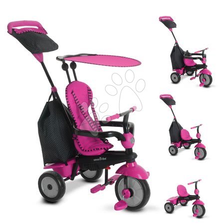 Kinderdreiräder ab 10 Monaten - Dreirad Glow 4v1 Touch Steering Black&Pink smarTrike - 2