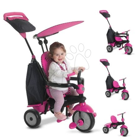 Kinderdreiräder ab 10 Monaten - Dreirad Glow 4v1 Touch Steering Black&Pink smarTrike - 9