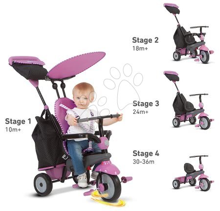 Tříkolky od 10 měsíců - Tříkolka Shine 4v1 Touch Steering Grey&Pink smarTrike - 4