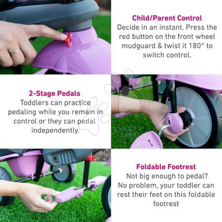 Tříkolky od 10 měsíců - Tříkolka Shine 4v1 Touch Steering Grey&Pink smarTrike - 7