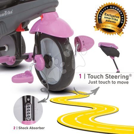 Tříkolky od 10 měsíců - Tříkolka Shine 4v1 Touch Steering Grey&Pink smarTrike - 10