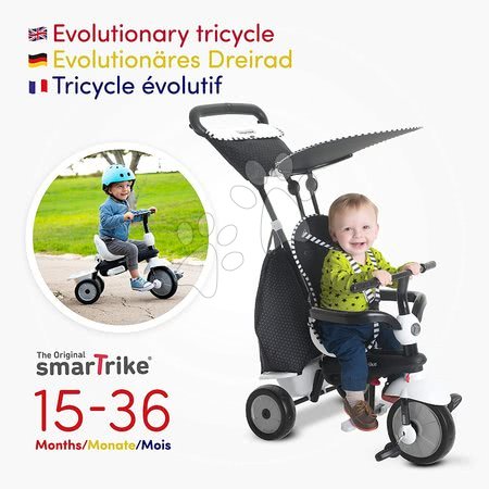 Tříkolky od 10 měsíců - Tříkolka Glow Touch Steering 4v1 Black&White smarTrike - 8