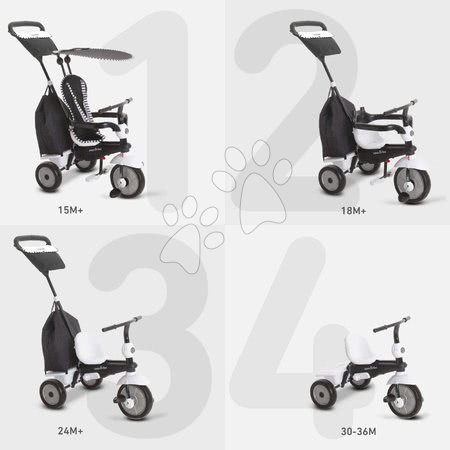 Tříkolky od 10 měsíců - Tříkolka Glow Touch Steering 4v1 Black&White smarTrike - 15