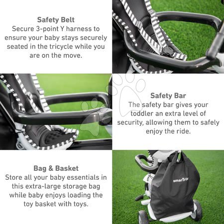 Tříkolky od 10 měsíců - Tříkolka Glow Touch Steering 4v1 Black&White smarTrike - 6