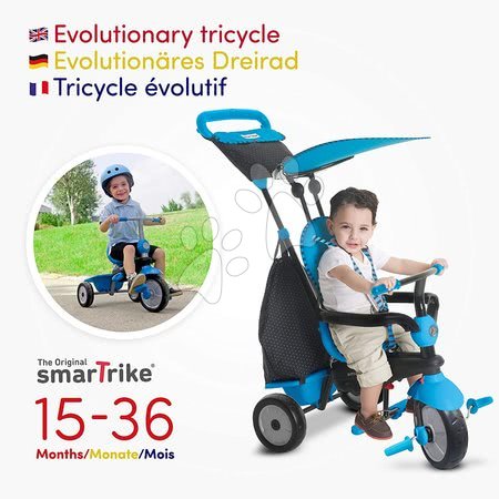 Tříkolky od 10 měsíců - Tříkolka Glow Touch Steering 4v1 Black&Blue smarTrike - 2