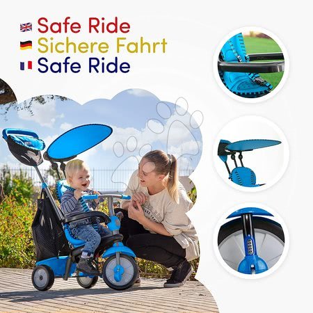 Tříkolky od 10 měsíců - Tříkolka Glow Touch Steering 4v1 Black&Blue smarTrike - 3