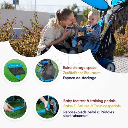 Tříkolky od 10 měsíců - Tříkolka Glow Touch Steering 4v1 Black&Blue smarTrike - 6