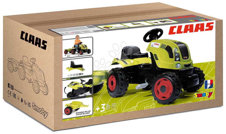 Pedálos gyermekjármű szettek - Szett pedálos traktor Claas Farmer XL utánfutóval Smoby - 35