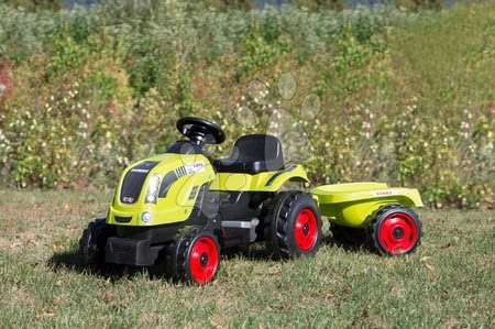 Detské šliapacie vozidlá - Traktor na šliapanie Claas GM Smoby s prívesom zelený_1