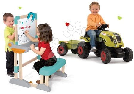 Dětská šlapací vozidla sety - Set traktor na šlapání Claas Farmer XL s přívěsem Smoby