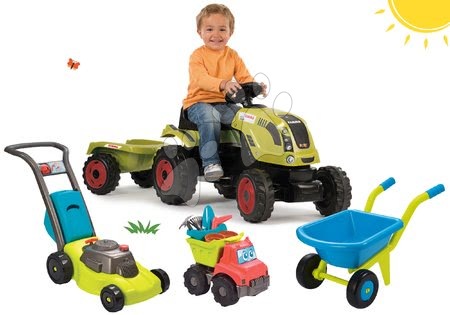 Dětská šlapací vozidla sety - Set traktor na šlapání Claas Farmer XL Žába Smoby