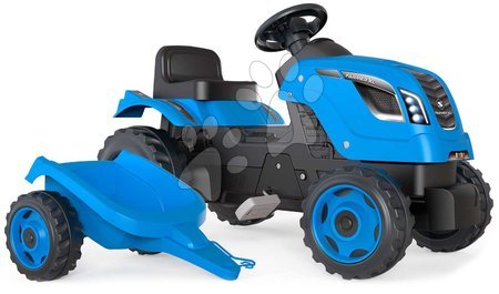 Gyermekjárművek - Pedálos traktor utánfutóval Farmer XL Blue Tractor+Trailer Smoby