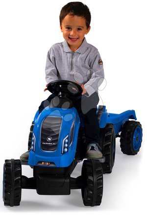 Pojazdy na pedały dla dzieci - Traktor na pedały i przyczepa Farmer XL Blue Tractor+Trailer Smoby - 4