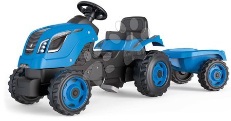 Pojazdy na pedały dla dzieci - Traktor na pedały i przyczepa Farmer XL Blue Tractor+Trailer Smoby_1