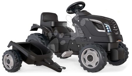 Pojazdy dla dzieci - Traktor na šľapanie i przyczepa Farmer XL Black Tractor+Trailer Smoby