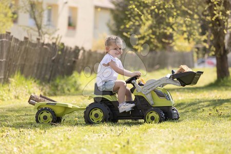 Pojazdy na pedały dla dzieci - Traktor na pedały z ładowaczem i przyczepą Farmer Max Green Tractor+Trailer Smoby - 9