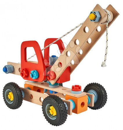 Fa építőjátékok Eichhorn - Fa építőjáték daru Construct Crane Vehicle Eichhorn