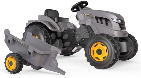 Pedálos gyermekjárművek - Pedálos traktor utánfutóval Stronger XXL Tractor+Trailer Smoby