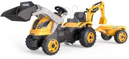 Otroška vozila - Traktor na pedale bager z nakladalko Builder Max Tractor+Trailer Smoby_1