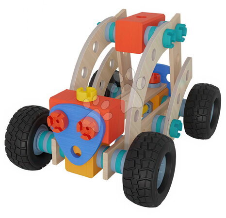 Fa építőjátékok Eichhorn - Fa építőjáték négykerekű Construct Buggy Eichhorn