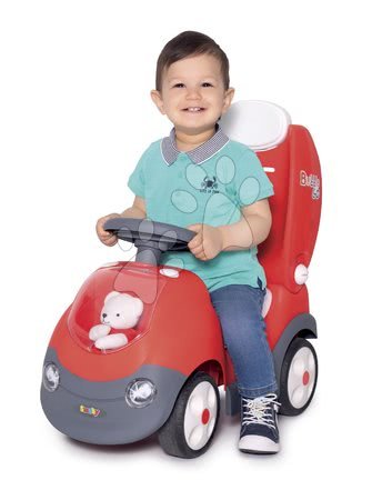 Vozidlá pre deti - Odrážadlo s plyšovým medveďom Bubble Go Original Smoby s ohrádkou a vodiacou tyčou od 6 mes_1
