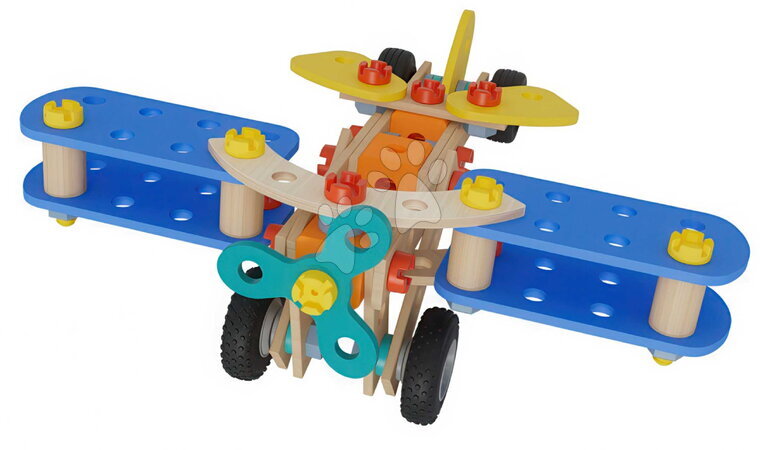 Jucării de construit din lemn - Set de construcție din lemn biplan Construct Biplane Eichhorn