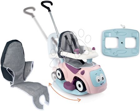 Vozidla pro děti - Set odrážedlo rozšiřitelné se zvuky Maestro Ride-On Pink 3in1 Smoby s měkkým textilním potahem a houpačkou