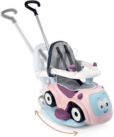 Vozidla pro děti - Set odrážedlo rozšiřitelné se zvuky Maestro Ride-On Pink 3in1 Smoby s měkkým textilním potahem a houpačkou_1