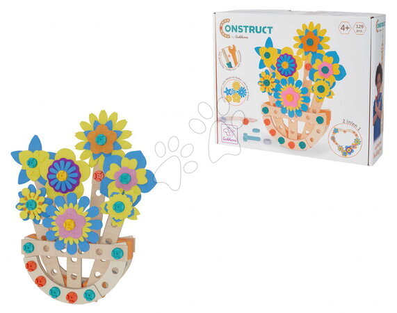 Jucării de construit din lemn - Set de construcție din lemn Flori Construct Flower Pot Eichhorn_1
