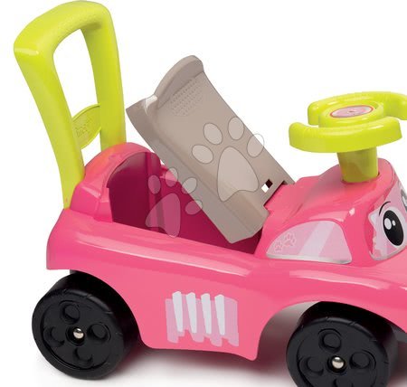 Odrážadlá od 10 mesiacov - Odrážadlo a chodítko Auto Pink Ride-on 2v1 Smoby s úložným priestorom a opierkou ružové_1