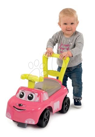 Detské chodítka - Odrážadlo a chodítko Auto Fille 2v1 Smoby ružové od 10 mes